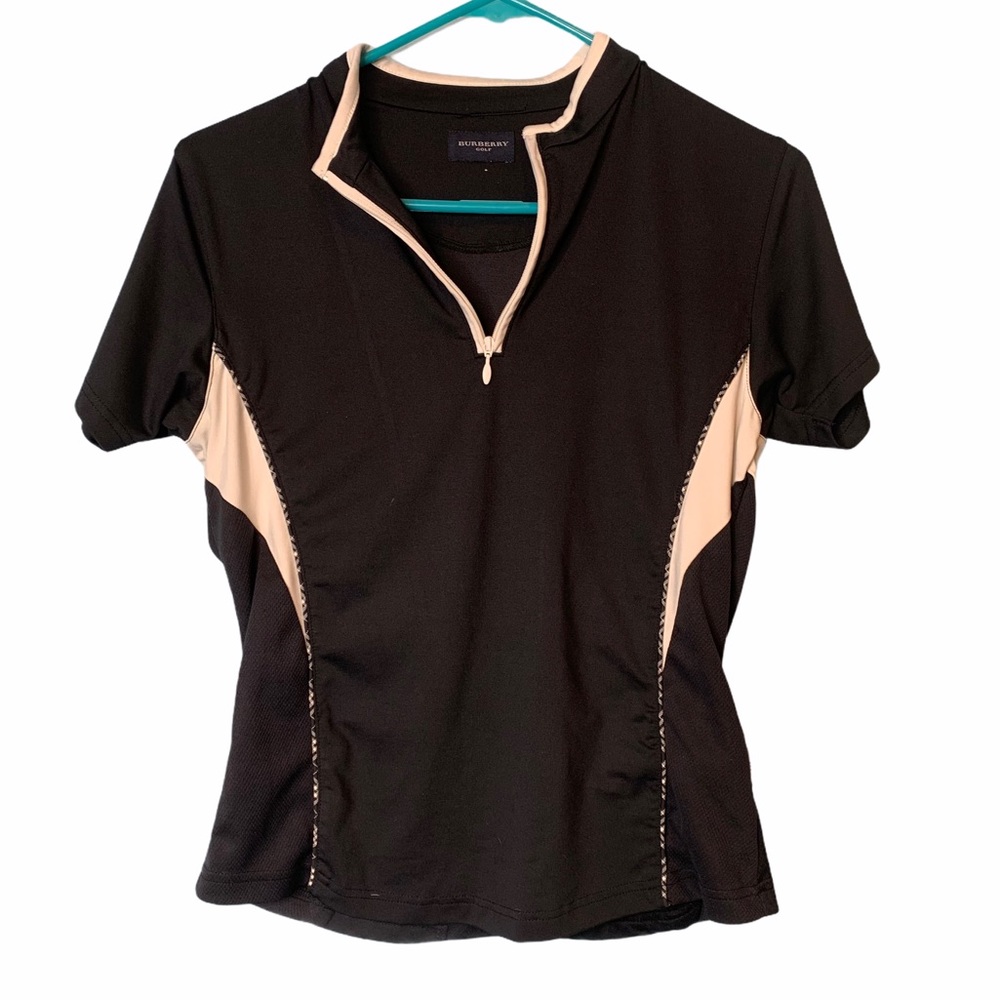 Burberry Golf Black Quarter Zip Tee | S